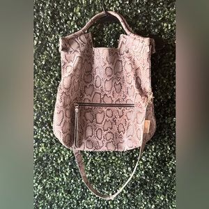Foley & Corinna Gray Vegan Snakeskin Large Magnetic Tote